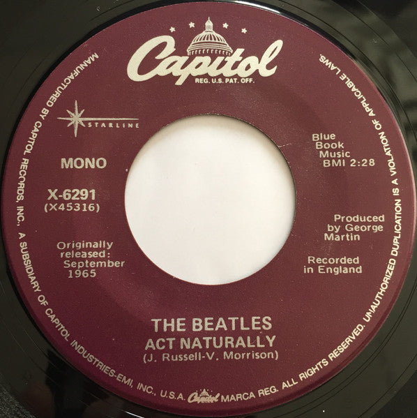 The Beatles : Yesterday / Act Naturally (7", Single, Mono, RE)
