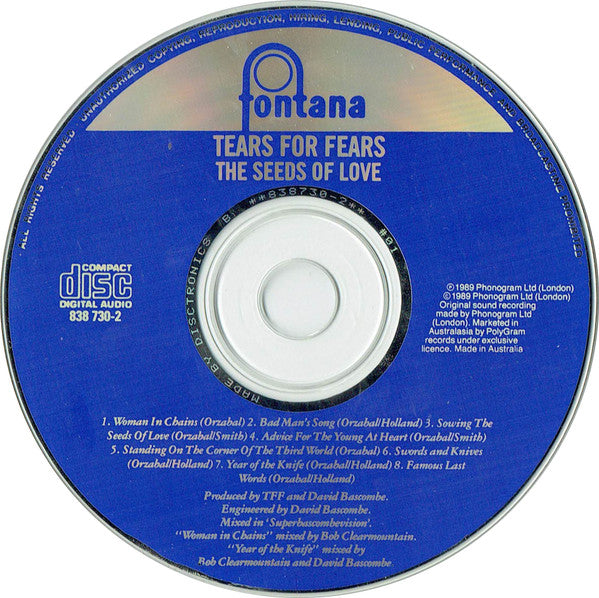 Tears For Fears : The Seeds Of Love (CD, Album)