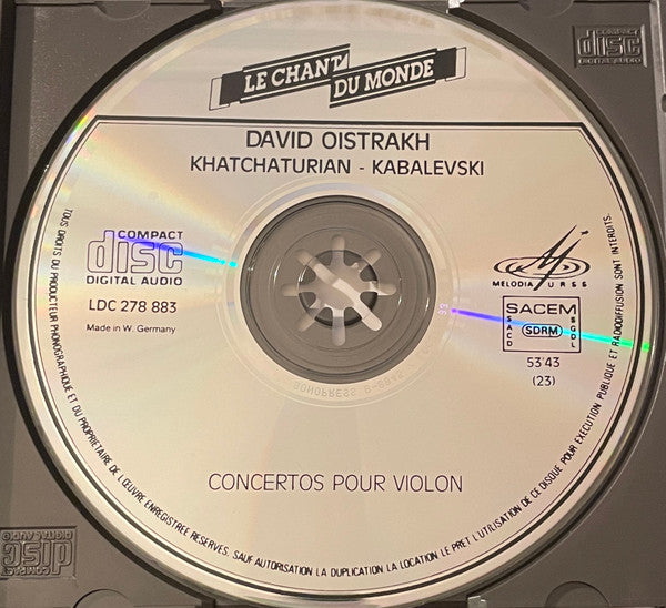 Khatchaturian*, Kabalevski* / David Oistrakh* : Concertos Pour Violon (CD, Comp, RM)