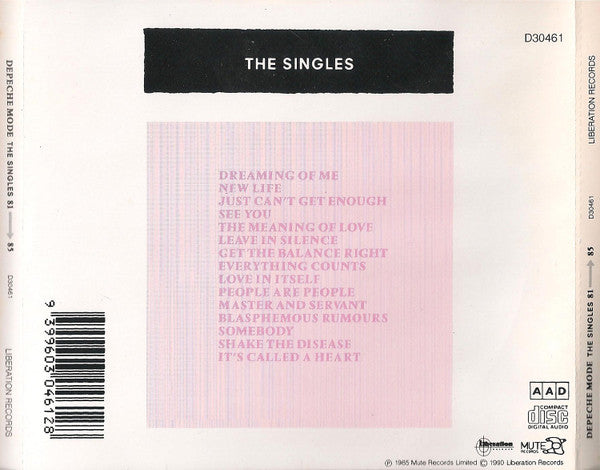Depeche Mode : The Singles 81 → 85 (CD, Comp, RE)