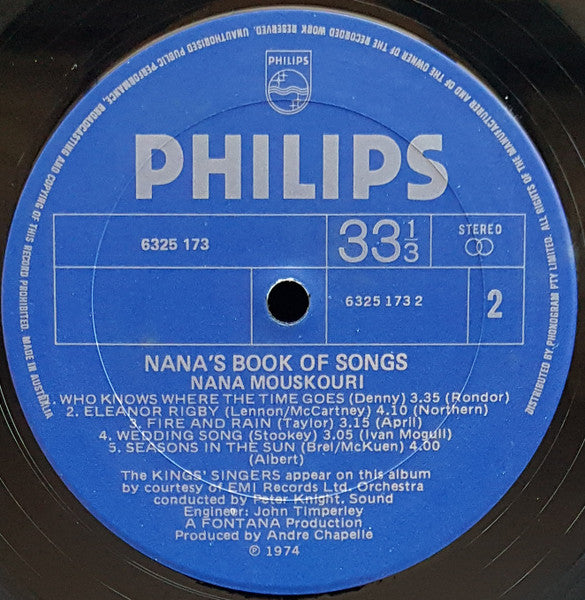 Nana Mouskouri : Nana's Book Of Songs (LP, Album)