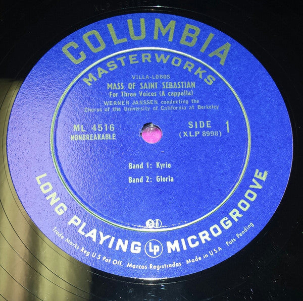 Heitor Villa-Lobos / Werner Janssen : Mass Of Saint Sebastian (LP, Album, Mono)