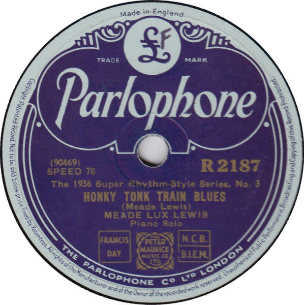 Meade Lux Lewis* / Jess Stacy : Honky Tonk Train Blues / Barrelhouse (Shellac, 10", RP, DT)