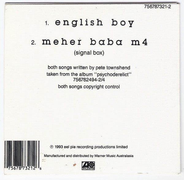 Pete Townshend : English Boy (CD, Single)