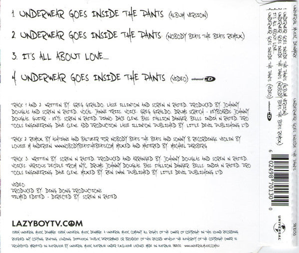 Lazyboy (2) : Underwear Goes Inside The Pants (CD, Single, Enh)