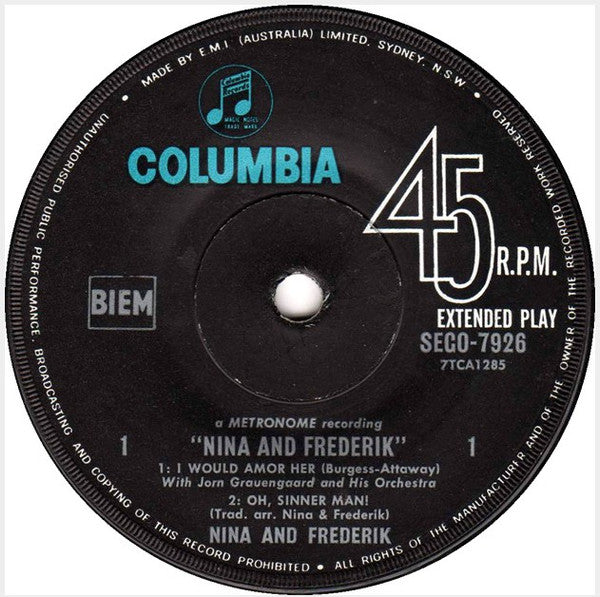 Nina And Frederik* : Nina And Frederik (7", EP, RE)