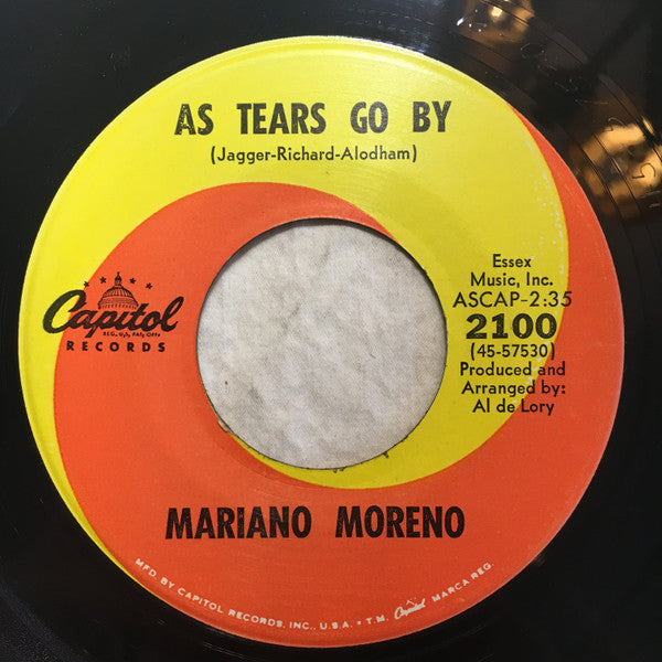 Mariano Moreno : As Tears Go By (7", Single)