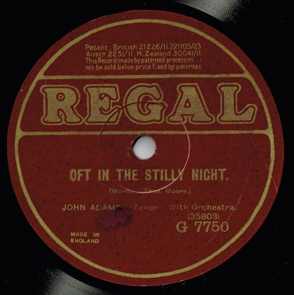 John Adams (35) / Thomas Jackson (5) : Oft In The Stilly Night / Beneath Thy Window (Shellac, 10")