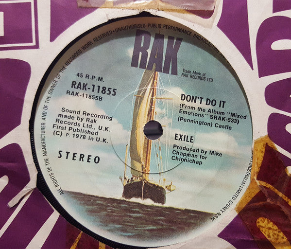 Exile (7) : You Thrill Me (7", Single)