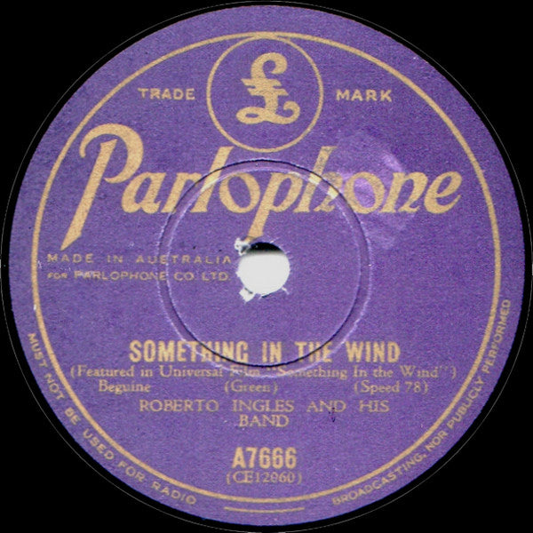 Roberto Ingles And His Band* : Bruca Manigua / Something In The Wind (Shellac, 10")