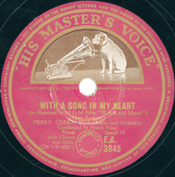 Perry Como : Blue Room / With A Song In My Heart (Shellac, 10")