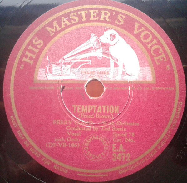 Perry Como : Temptation / Girl Of My Dreams (Shellac, 10")