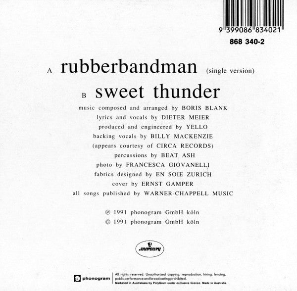 Yello : Rubberbandman (CD, Single)