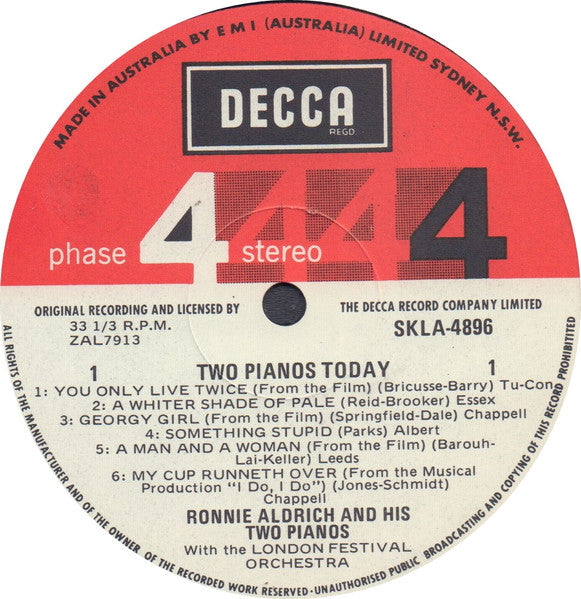 Ronnie Aldrich And His Two Pianos With The London Festival Orchestra : Two Pianos Today! (LP, Album)