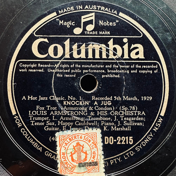 Louis Armstrong & His Hot Seven / Louis Armstrong & His Orchestra* : Twelfth Street Rag / Knockin' A Jug (Shellac, 10")