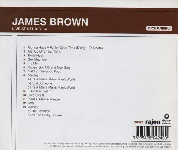 James Brown : Live At Studio 54 (CD, Album)