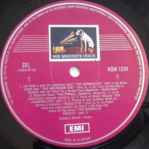 Heddle Nash With Lisa Perli And The London Philharmonic Orchestra* Conducted By Sir Thomas Beecham, Bart., C.H.* : La Boheme Act IV / Arias From The Gondoliers · The Bohemian Girl · Maritana · The Magic Flute · Rigoletto · The Barber Of Seville (LP, Comp, Mono)