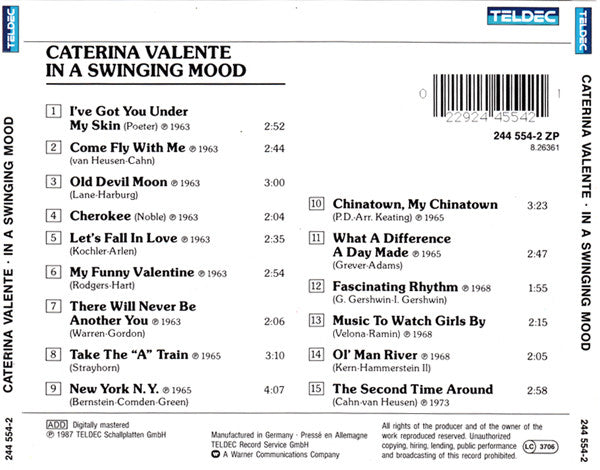 Caterina Valente : In A Swinging Mood (CD, Comp)