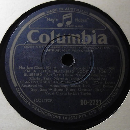 Clarence Williams' Blue Five : I’m A Little Blackbird Looking For A Bluebird / Mandy, Make Up Your Mind (Shellac, 10", RE)