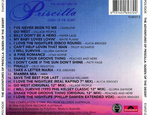 Various : The Adventures Of Priscilla: Queen Of The Desert (Songs From The Motion Picture) (CD, Comp, Dis)