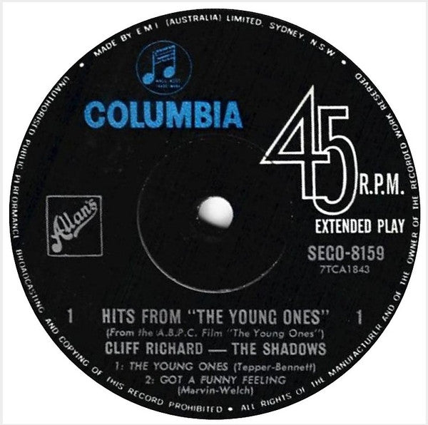 Cliff Richard & The Shadows : Hits From "The Young Ones" (7", EP, Mono)