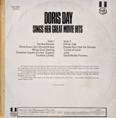 Doris Day : Sings Her Great Movie Hits (LP, Comp)