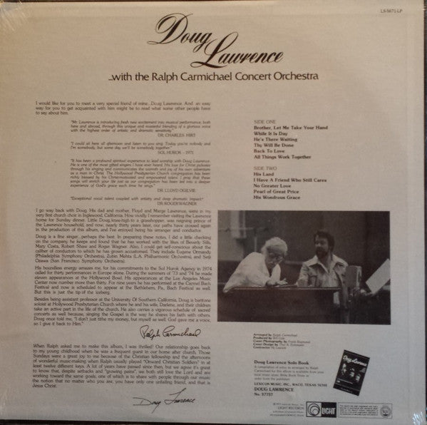 Doug Lawrence* With The Ralph Carmichael Concert Orchestra* : Doug Lawrence...With The Ralph Carmichael Concert Orchestra (LP, Album)