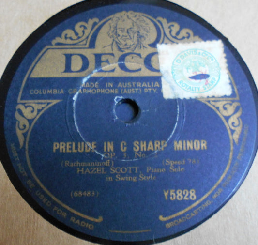 Hazel Scott : Prelude In C Sharp Minor / Country Gardens (Shellac, 10")