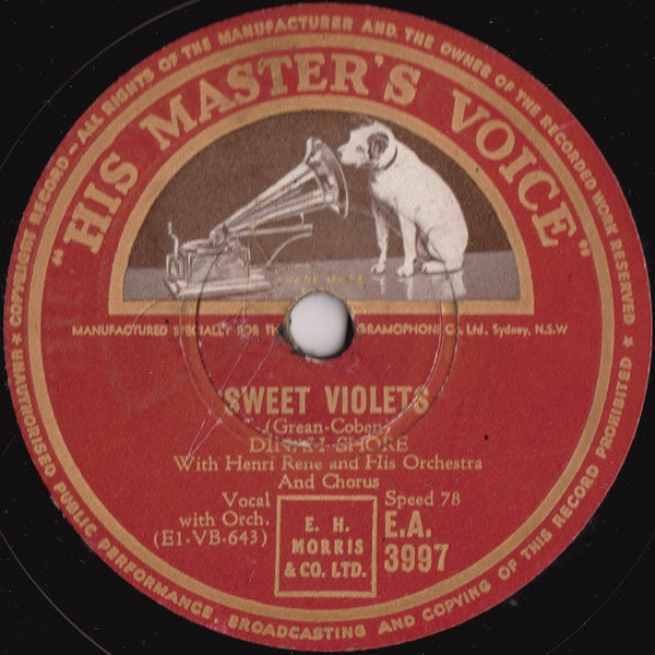 Dinah Shore : Sweet Violets / Down In Nashville, Tennessee (Shellac, 10")