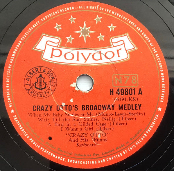 Crazy Otto* : Crazy Otto's Broadway Medley (Shellac, 10")