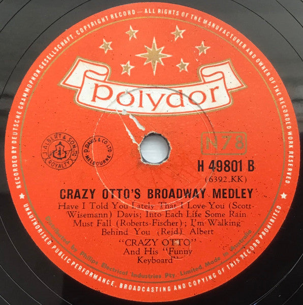 Crazy Otto* : Crazy Otto's Broadway Medley (Shellac, 10")