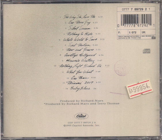 Richard Marx : Paid Vacation (CD, Album)