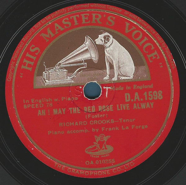 Richard Crooks (2) & The Balladeers Accompanied By Frank La Forge : Ah! May The Red Rose Live Alway / Gone Where My Love Lies Dreaming (Shellac, 10", RP, ST)