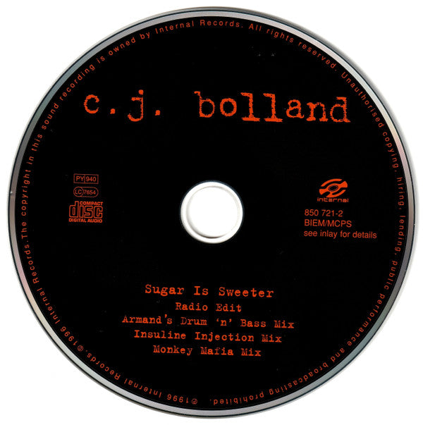 CJ Bolland : Sugar Is Sweeter (CD, Maxi)