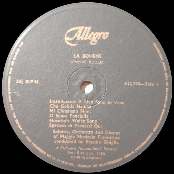 Giacomo Puccini : La Boheme (LP)