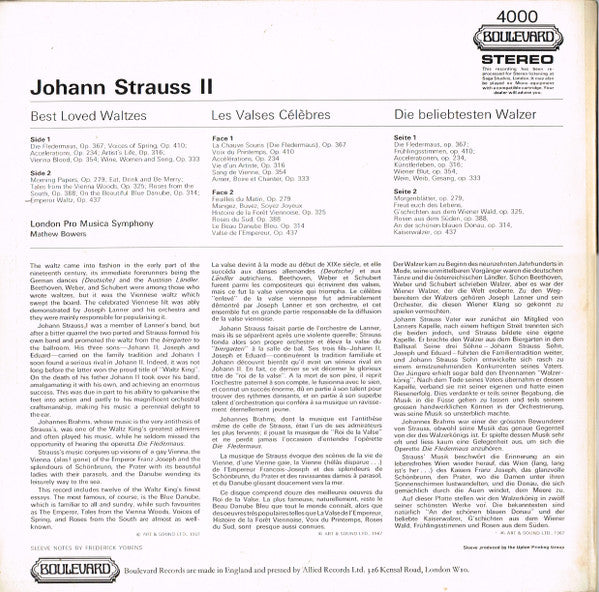 Johann Strauss* : Best Loved Waltzes (LP, Album, RE, Duo)