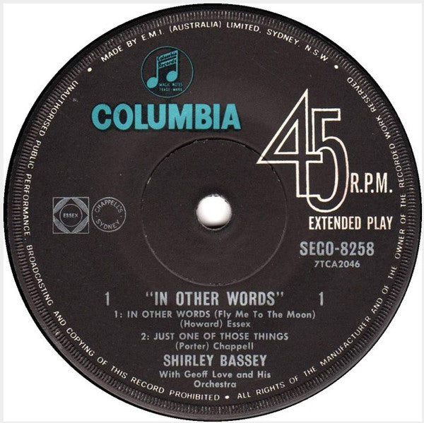 Shirley Bassey With Geoff Love & His Orchestra : In Other Words (7", EP, Mono)
