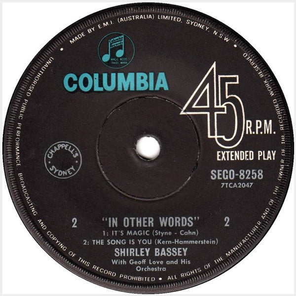 Shirley Bassey With Geoff Love & His Orchestra : In Other Words (7", EP, Mono)