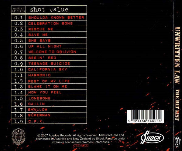 Unwritten Law : The Hit List (CD, Album, Dig)