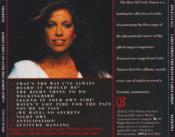 Carly Simon : The Best Of Carly Simon (CD, Comp, RE, Tar)
