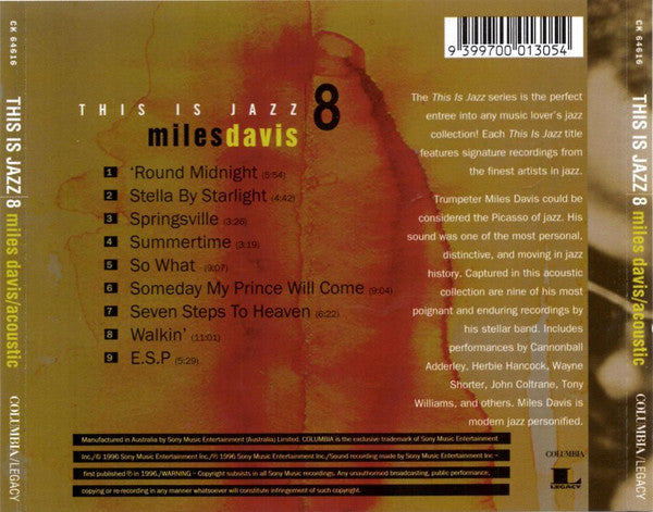 Miles Davis : Miles Davis Acoustic This Is Jazz 8 (CD, Comp)