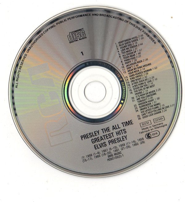Elvis Presley : The All Time Greatest Hits (2xCD, Comp, RM)