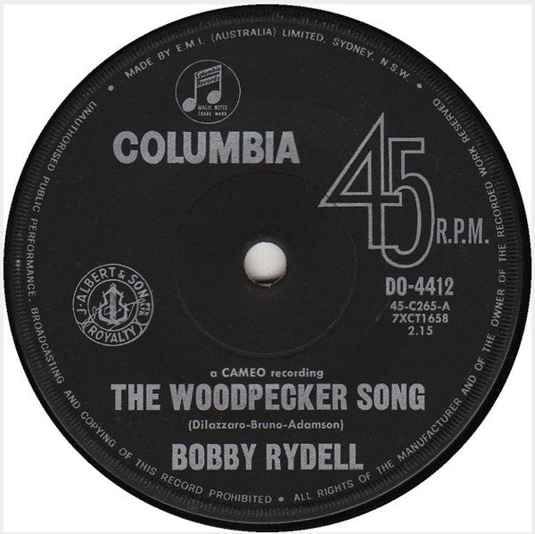 Bobby Rydell : The Woodpecker Song (7", Single)