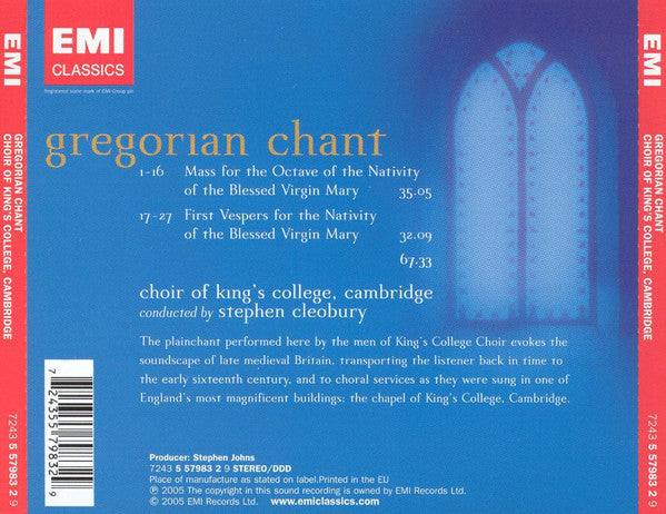 Choir Of King's College, Cambridge*, Stephen Cleobury : Gregorian Chant (CD)