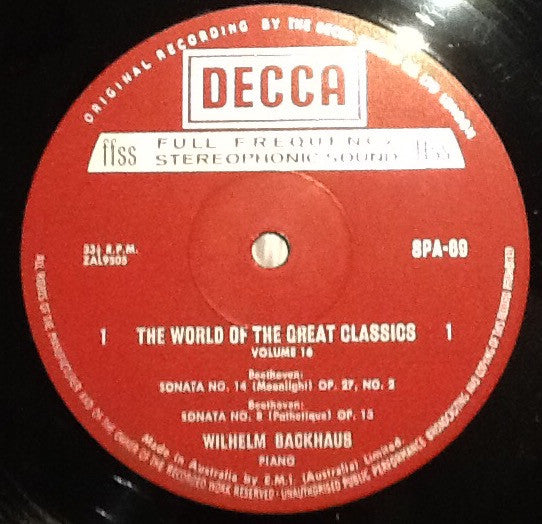 Beethoven* : The World Of The Great Classics Vol. 1: Beethoven Sonatas (LP)