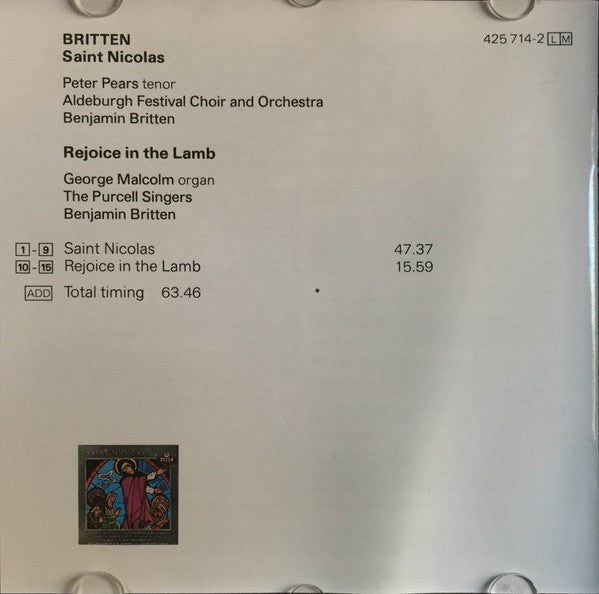 Benjamin Britten : Saint Nicolas / Rejoice in the Lamb  (CD, Album, RE, RM)