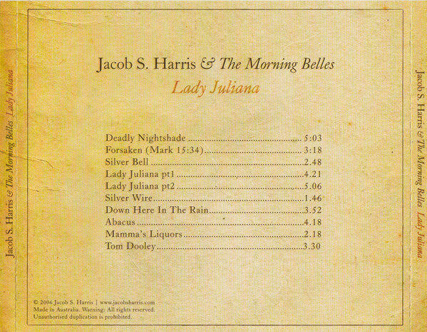 Jacob S. Harris & The Morning Belles : Lady Juliana (CD, Album)
