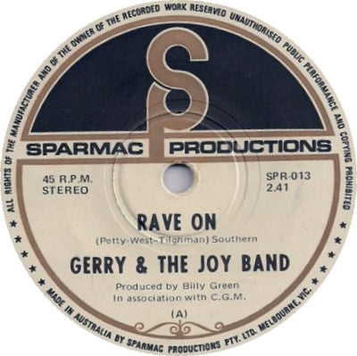 Gerry & The Joy Band : Rave On (7", Single)