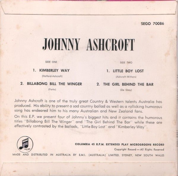 Johnny Ashcroft : Kimberley Way (7", EP)