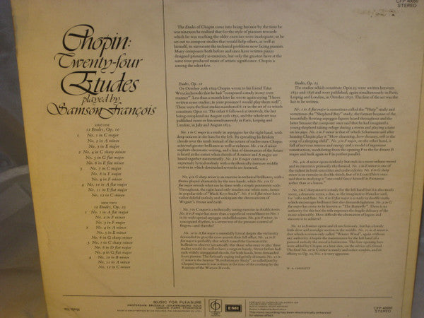 Frédéric Chopin, Samson François : Etudes (LP, Comp)